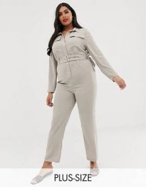 River Island Plus utility jumpsuit in stone   ASOS at Asos